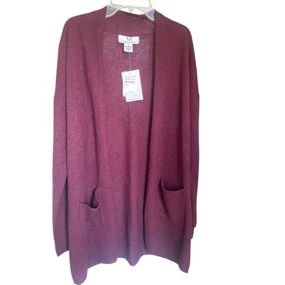 NWT Magaschoni 100% Cashmere Cardigan Sweater Red Wine M - Picture 1 of 10